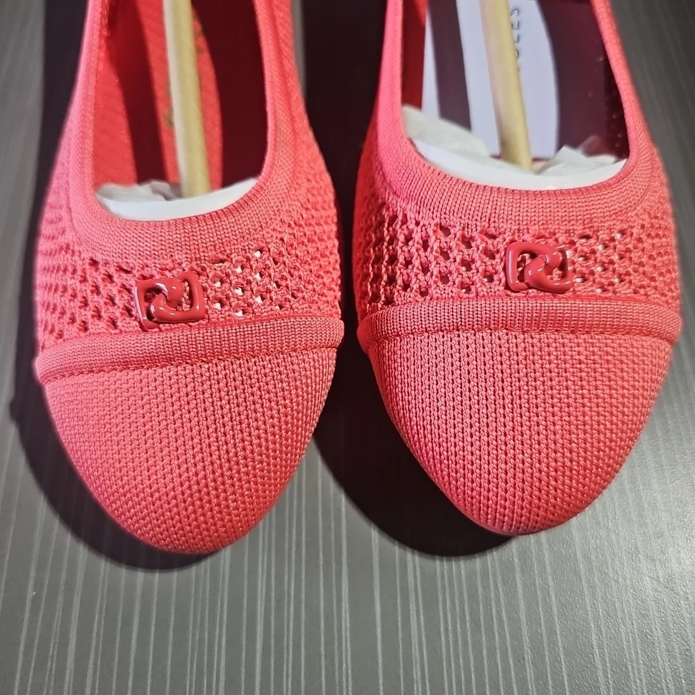 Aerosoles Annelie Knit Fabric Round Toe Ballet Flats Coral Pink Women’s 6W‎ NEW